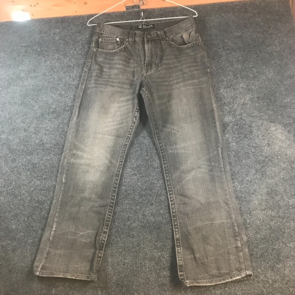 Black Premium Bootcut Jeans Mens 32x32 (Fits 32x27) Gray Denim Cotton Distressed
